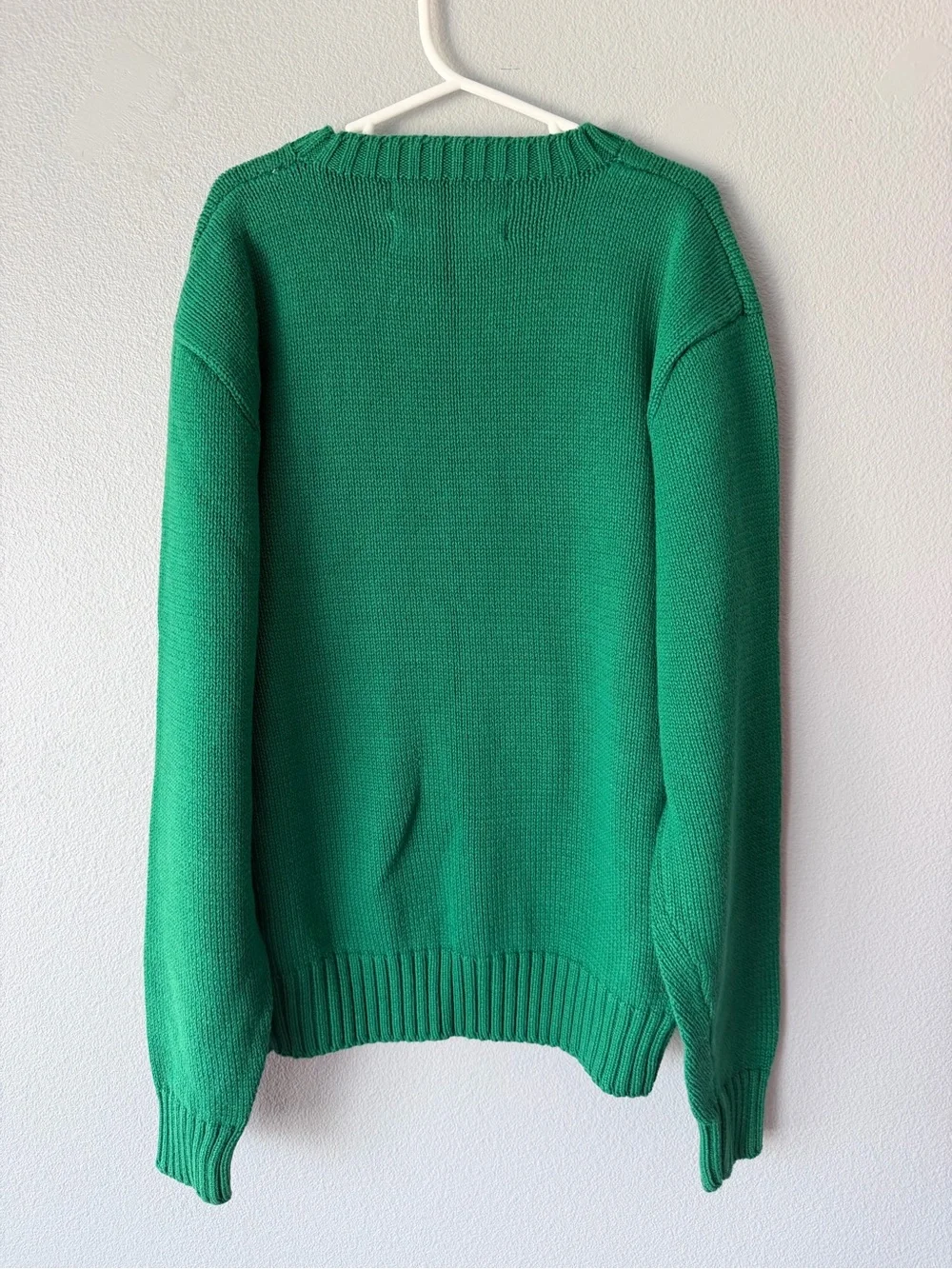 Ralph Lauren vintage green purple polo man long sleeve cotton sweater kids sz L